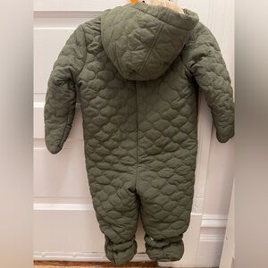 18M Quilted Hooded Baby Snowsuit - Olive Green (NWT)